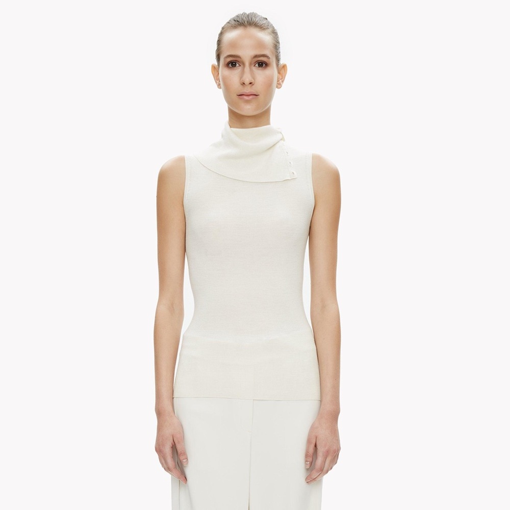 Theory Cream Button Shoulder Turtleneck - image 1